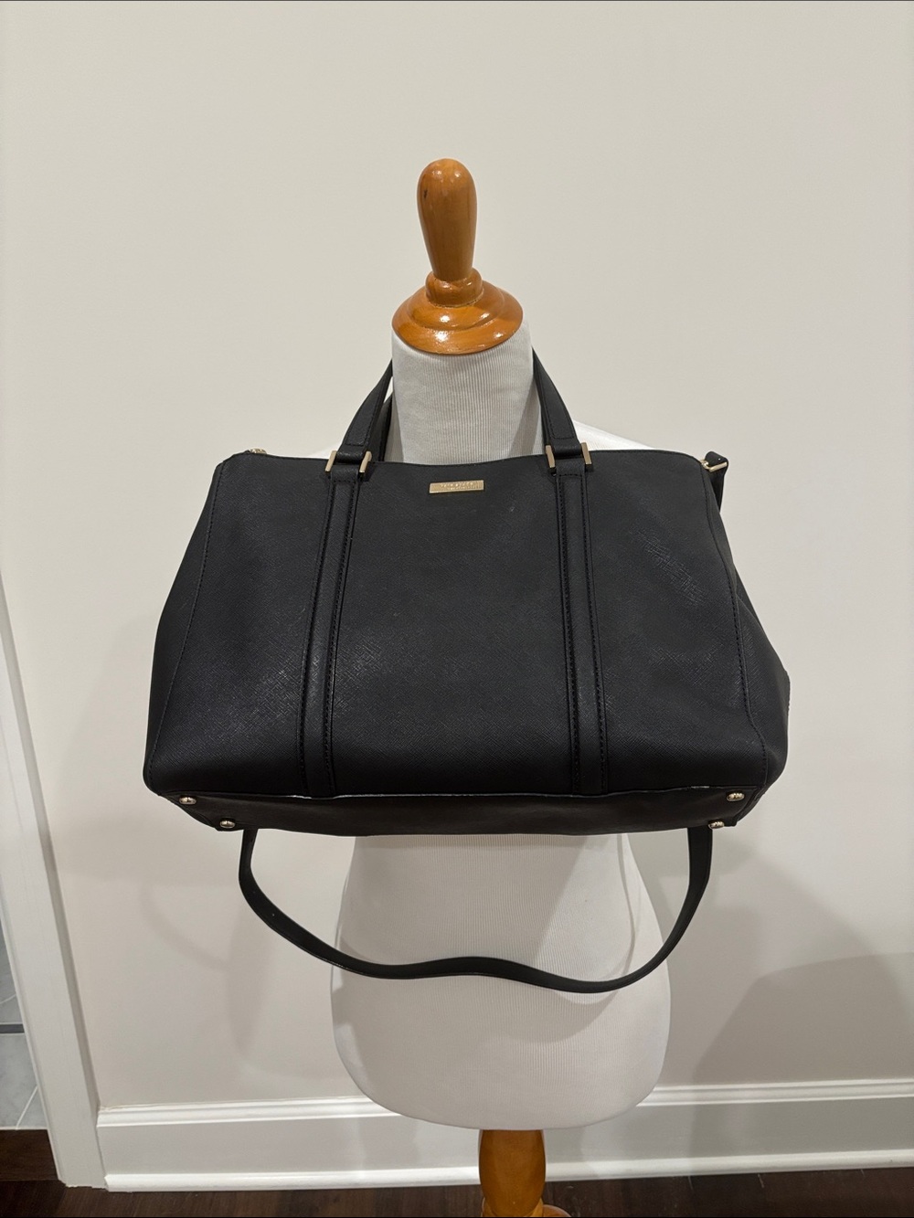 kate spade black Saffiano Leather Tote with Gold Hardware
